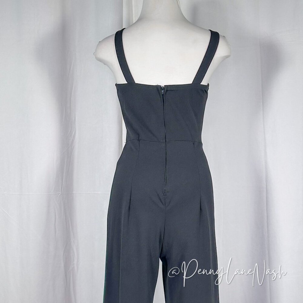 Charlotte Russe Sleeveless Side Striped Jumpsuit Black - Picture 9 of 11